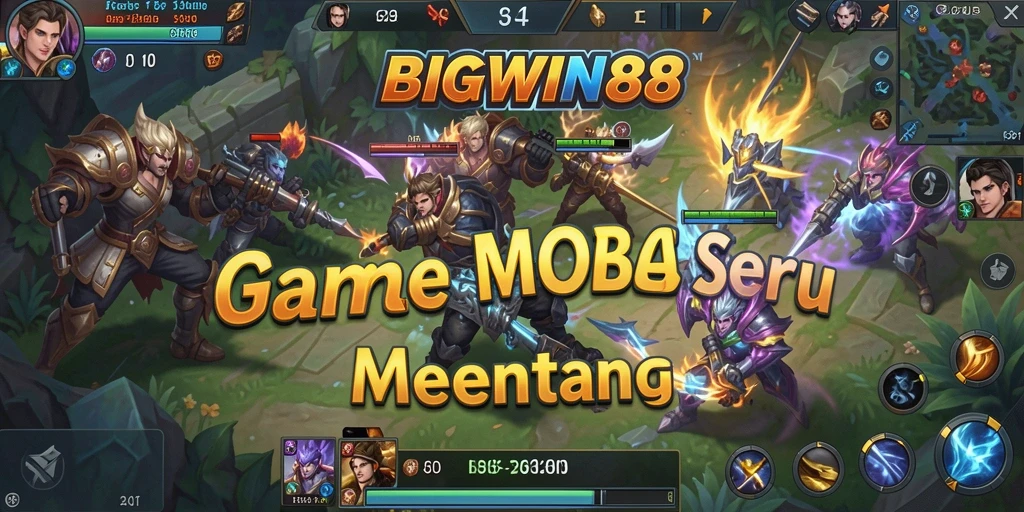 Screenshot menunjukkan aksi pertarungan seru dalam game MOBA.